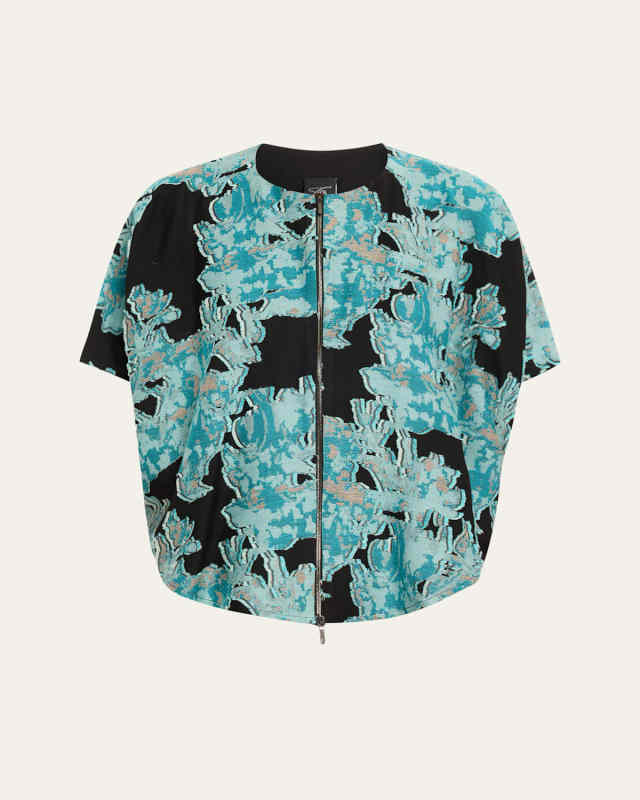 Jacquard Zip Circle Shrug